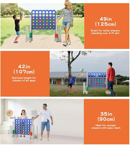 UNICOO® Jumbo 4 in a Row Game | Adjustable Height 4-to-Score Giant Yard Game Set - Image 3