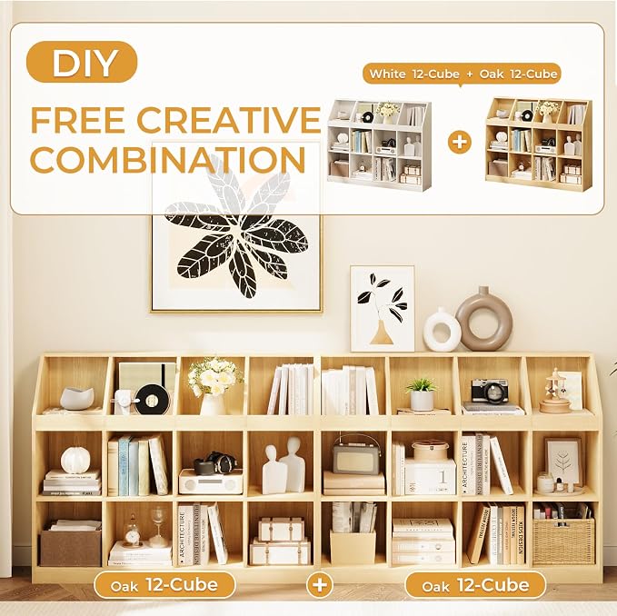 12-Cube Wooden Storage Bookcase - Image 6