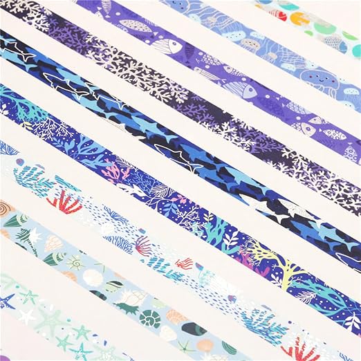 Blue Ocean Washi Tape Set 10 Rolls Bronzing Sea Decorative Masking Tapes - Image 5