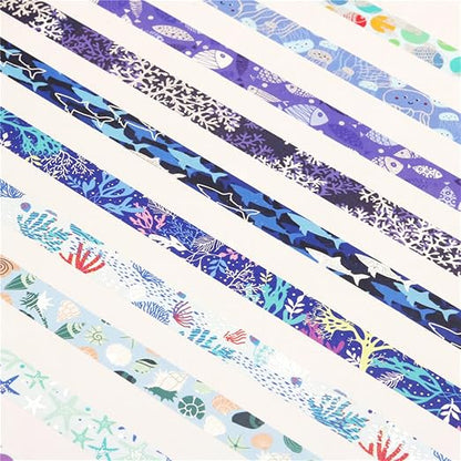 Blue Ocean Washi Tape Set 10 Rolls Bronzing Sea Decorative Masking Tapes - Image 5