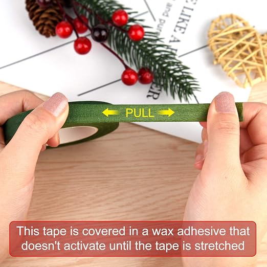 FEPITO 1/2" Wide Dark Green Floral Tapes Florist Tape - Image 3