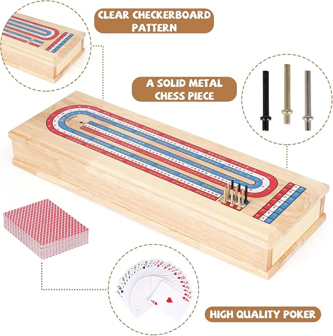 Wooden Cribbage Board Game Set - Image 3