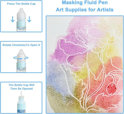 Masking Fluid for Watercolor Painting, 30ml Watercolor Masking Fluid - Image 3