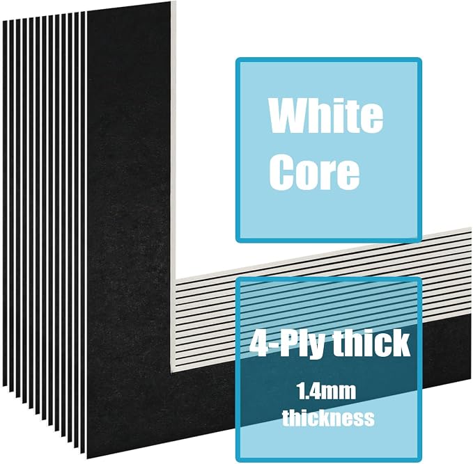 Egofine 8x10 Black Picture Mats Pack of 14, Frame Mattes - Image 3