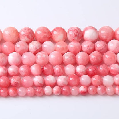 36pcs 10mm Natural Pink White Persian Jade Gemstone Beads Round Loose Spacer - Image 2
