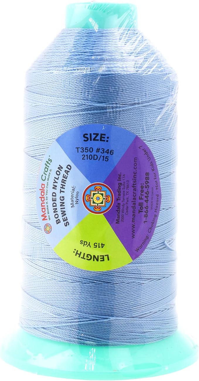 Mandala Crafts Bonded Nylon Thread Light Blue Heavy Duty Sewing Threads - Image 3