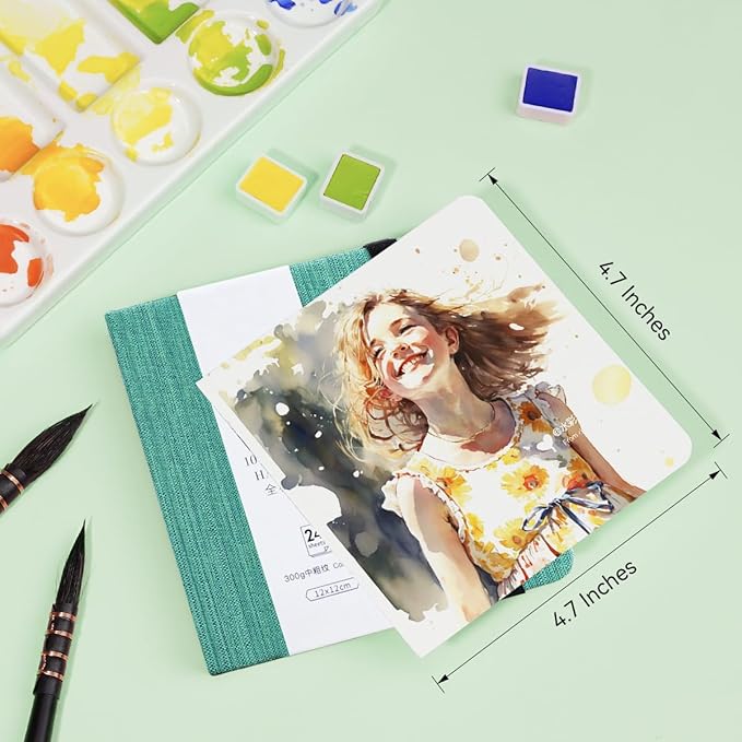 Lightwish Square Watercolor Journal, 100% Cotton, 300gsm/140lb, 24 Sheets Cold - Image 6