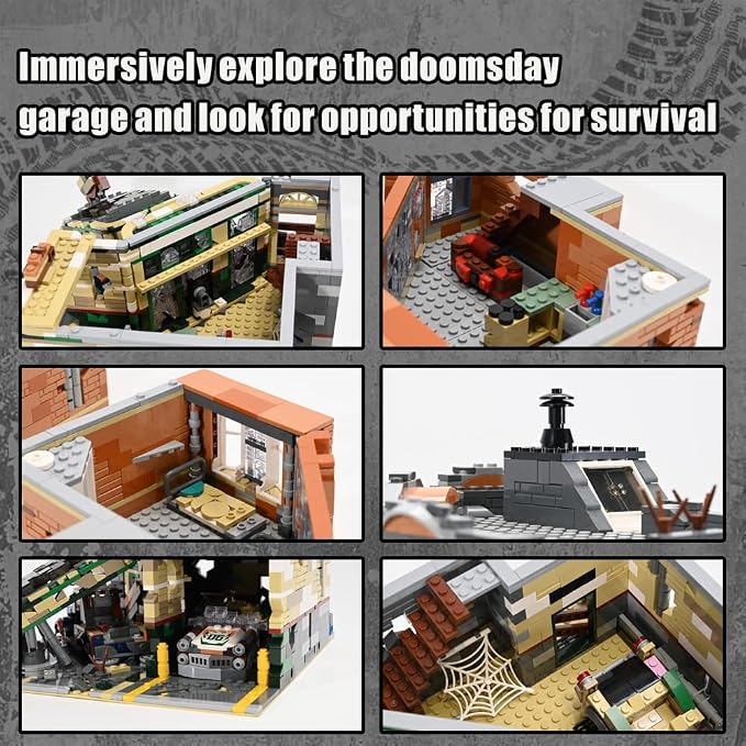 Retro Modular Buildings City Sets, Abandoned Expert Garage and Rusted Cars - Image 3