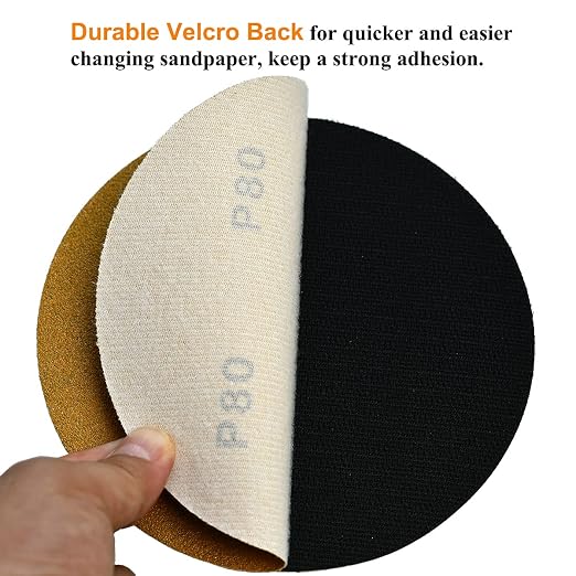 6-Inch No-Hole Hook and Loop Sanding Discs 80-Grit, Random Orbital Sandpaper - Image 4