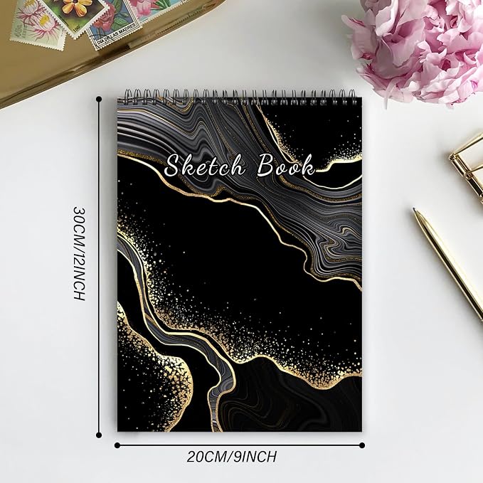 Deokke Sketchbook Top Spiral Bound Sketch Pad, 9 x 12 inch, 100GSM Thick Paper - Image 2