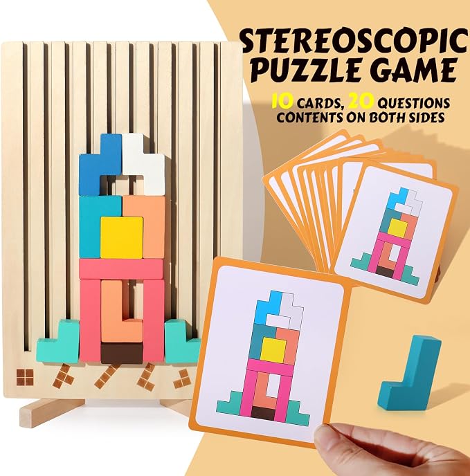 Wooden Russian Blocks Puzzle Brain Teasers Toy Tangram Jigsaw Puzzle - Image 3