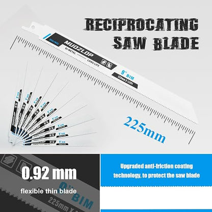 10 Pack 9 inch Reciprocating Saw Blades Set, 14 TPI High Carbon Saw Blades - Image 2