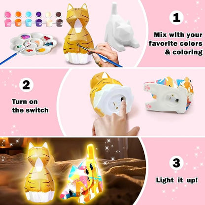 FUNZBO 2pcs Paint Your Own Cat Lamp Kit - Image 5