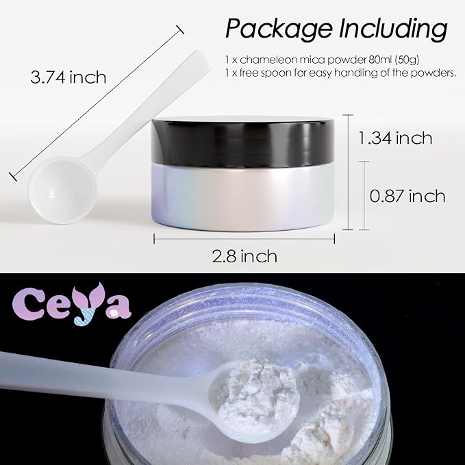 Ceya Chameleon Mica Powder, 1.8oz/ 50g Midnight Dream Chrome Nail Powder - Image 4