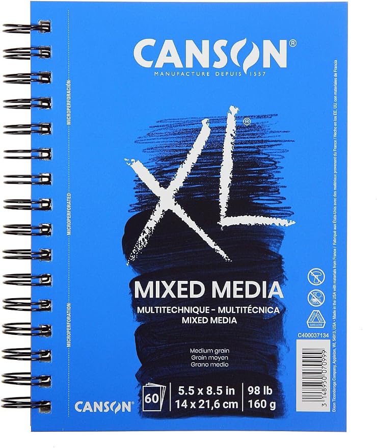 Canson XL Series Mixed Media Pad, Side Wire, 5.5x8.5 inches, 60 Sheets – by Canson