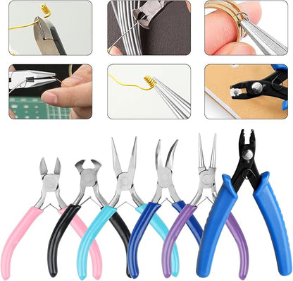 6 Pcs Jewelry Pliers Set, Include Needle Round Bent Nose Zipper Wire Cutter - Image 4