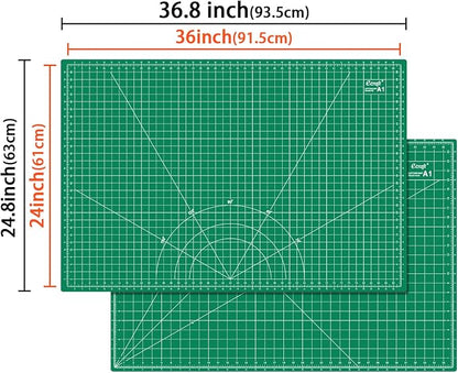 Ecraft 2-Pack 24"x36" Self-Healing Sewing Mat: Large Double-Sided Green 5-Ply - Image 2