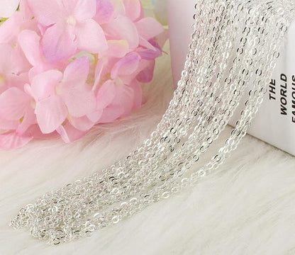 Wholesale 12 PCS Silver Plated Solid Brass Flat Cable Chains Bulk - Image 2