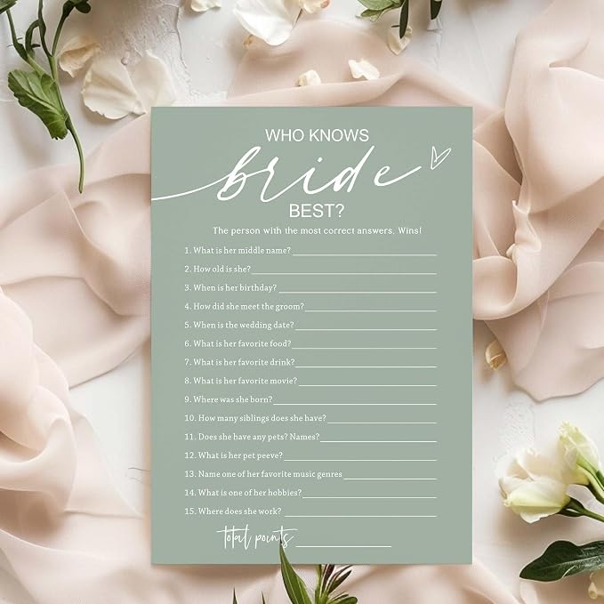 Bridal Shower Games Cards, 25 Guests, Educational, 5 x 7 inches - Image 3