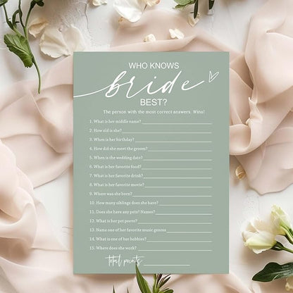 Bridal Shower Games Cards, 25 Guests, Educational, 5 x 7 inches - Image 3