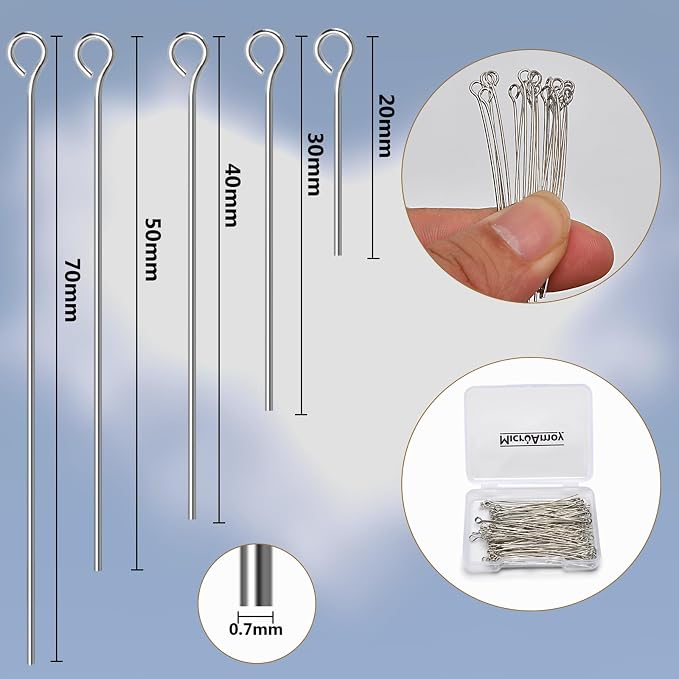 260pcs Silver Filled Eye Pins Non Tarnish Craft Earring Bracelet Jewelry Making - Image 2