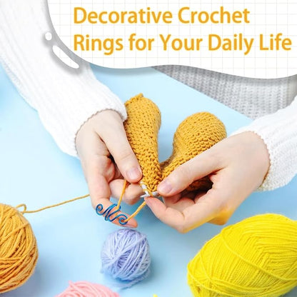 Hand Crochet Tension Rings Set, Adjustable Crochet Finger Guard, Yarn Tension - Image 3