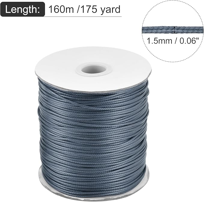 MECCANIXITY Waxed Cord 1.5mm Waxed Polyester Cord 175 Yard Wax String - Image 2