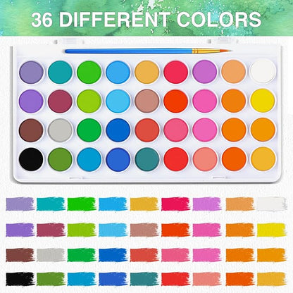 AROIC 65 Pieces Watercolor Paint Set, 36 Colors Watercolor, 10 Brushes - Image 3