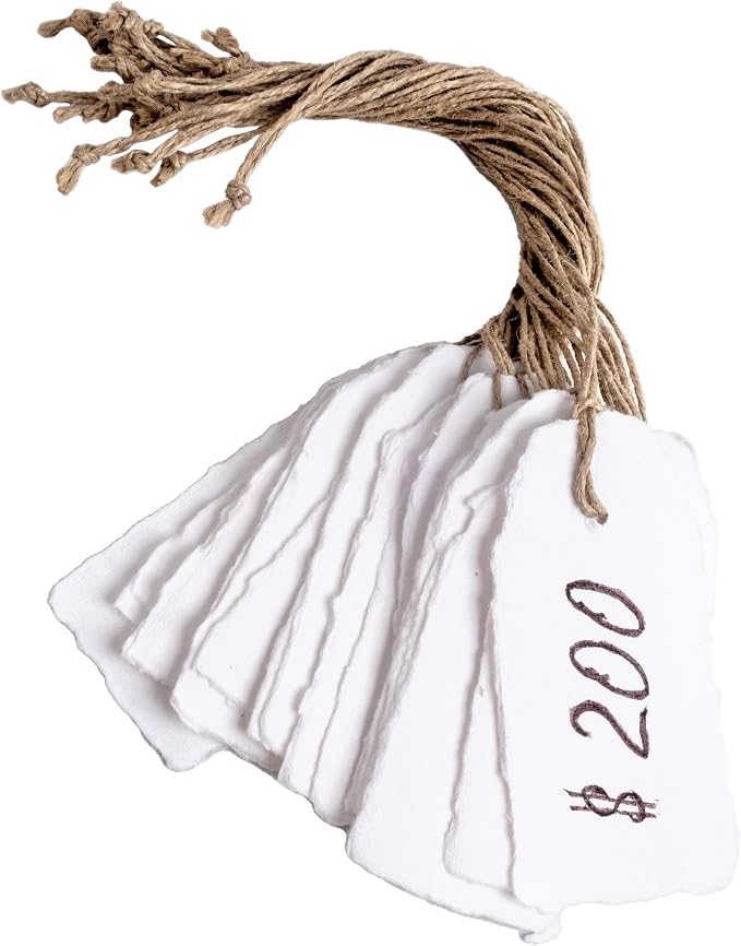 Wanderings Handmade White Deckled Edge Tags - Image 5