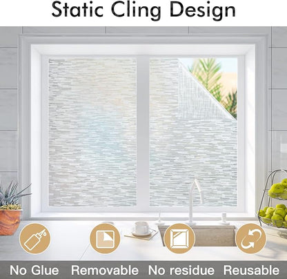 Haton Window Privacy Film, Frosted Glass Static Cling Sun Heat Blocking Window - Image 4