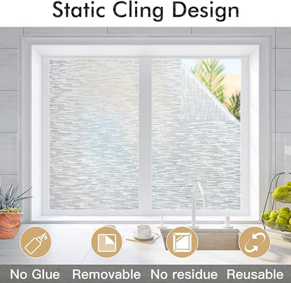 Haton Window Privacy Film, Frosted Glass Static Cling Sun Heat Blocking Window - Image 4