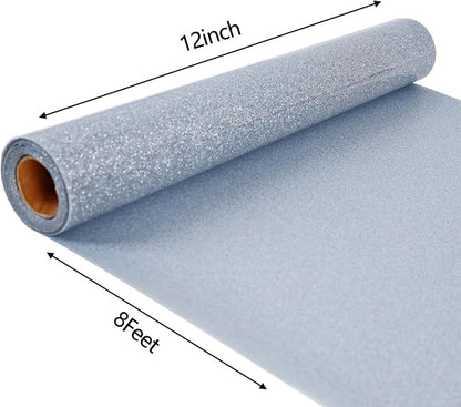 FUNKAKA Glitter Silver HTV Heat Transfer Vinyl Rolls - Image 2