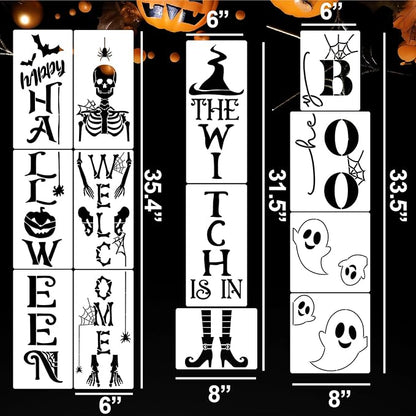 Halloween Stencils for Porch Sign Large Skeleton Boo Stencils Witch Ghost - Image 2