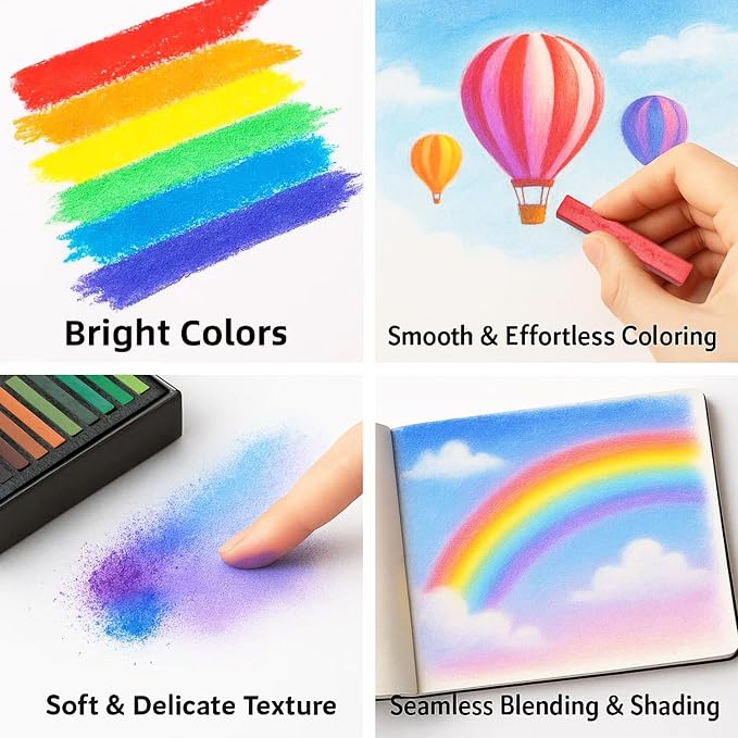 Soft Pastels Set, Square Chalk Pastel Sticks, Students & Beginners, Blending & - Image 2