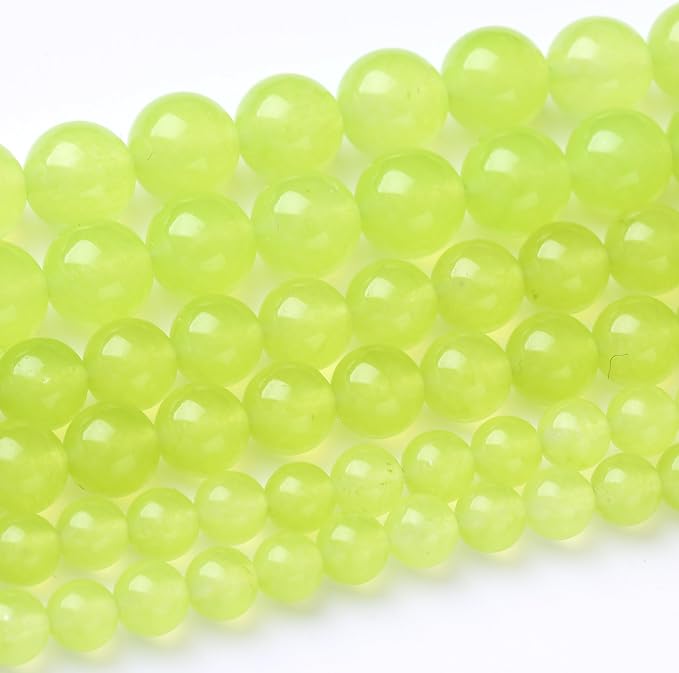 60PCS 6MM Natural Apple Green Chalcedony Stone Beads Round Loose Stone Beads by JIANJING