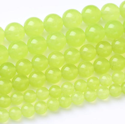 45PCS 8MM Natural Apple Green Chalcedony Beads Round Loose Stone Beads by JIANJING