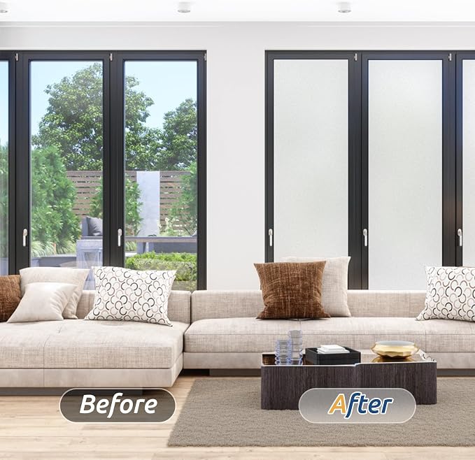 rabbitgoo Window Privacy Film, Frosted Glass Window Clings, Static Cling UV - Image 9