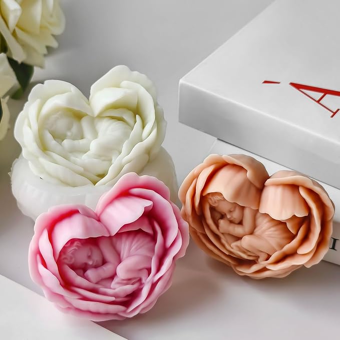 Heart Rose Flower Succulent Candle Mold - Image 4