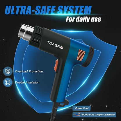 Heat Gun for crafting 1800W, 122℉~1202℉ Variable Temperature Control - Image 6