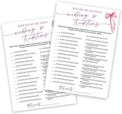 Bridal Shower Games Cards, Wedding Traditions Why Do We Do That, 25 Cards by Wybgno