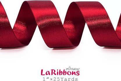 LaRibbons Burgundy Satin Ribbon 1 Inch 50 Yards Luxury Double Faced Red Silk - Image 5