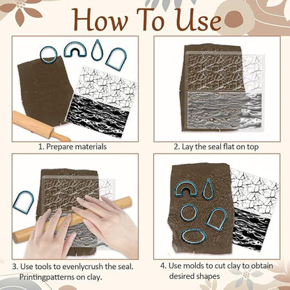 CHGCRAFT Natural Texture Polymer Clay Texture Sheets Cracks Water Pattern - Image 3