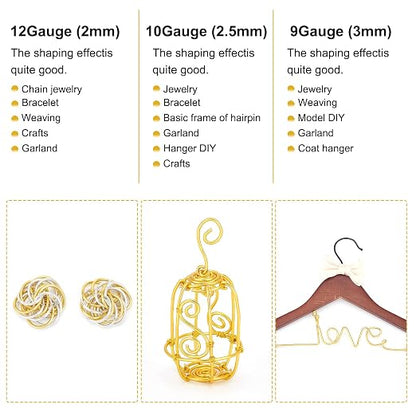 BENECREAT 9 10 12 15 17 18 20 Gauge Gold Aluminum Wire Anodized Jewelry Craft - Image 3