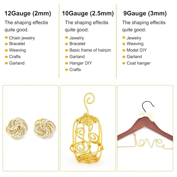 BENECREAT 9 Gauge Jewelry Craft Aluminum Wire 55 Feet Bendable Metal Sculpting - Image 2