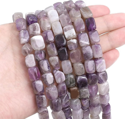 Natural Amethyst Cuboid Stone Loose Semi Gemstone Beads - Image 3