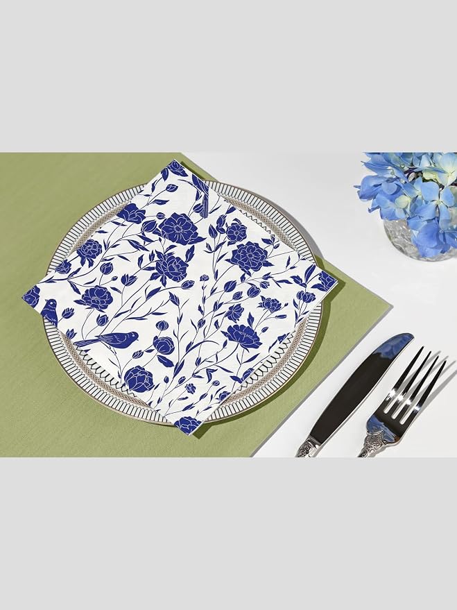 20 Pack Designer Paper Napkins, 3-Ply 6.5x6.5-inches Disposable Decorative Blue - Image 9