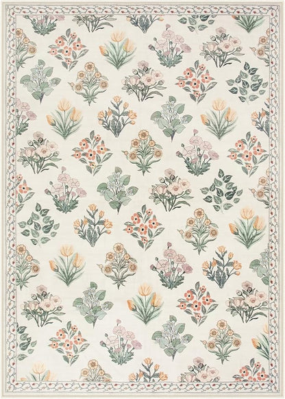 Wonnitar Nursery Rug for Baby Girl, Washable Moroccan Floral 5x7 Rug, - Image 8