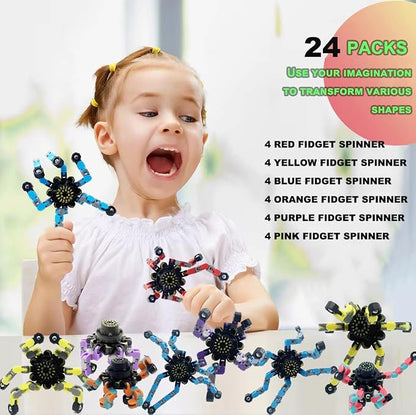 24PCS Fingertip Gyro Fingertip Mechanical Top DIY Deformation Robot Metal - Image 3