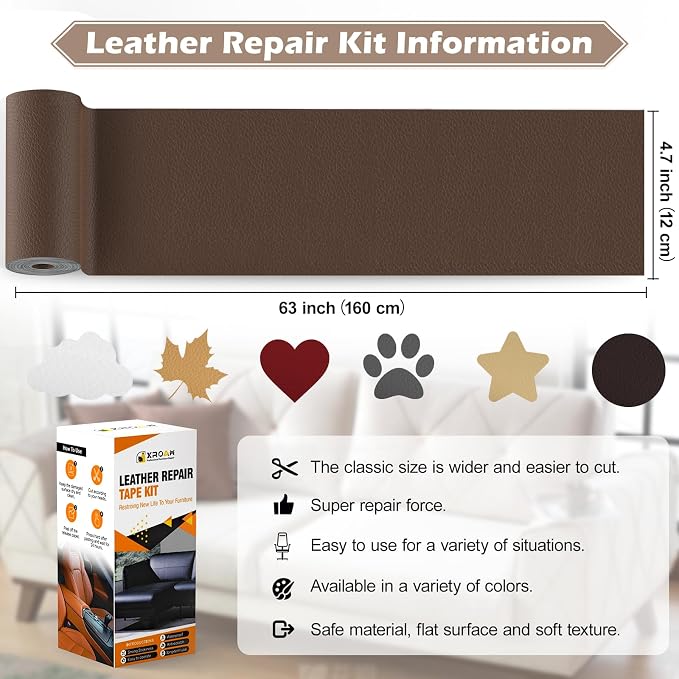Leather Repair Tape, 4.7x63 inch Leather Patches - Image 3