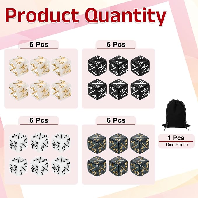 uxcell 24Pcs Magic Dice Counters, Acrylic D6 Life Token Dice Set - Image 3